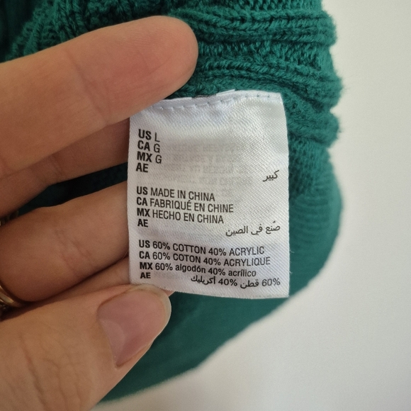 Karen Scott Green Cable Knit Long Sleeve Crew Neck Sweater – Size L - Picture 3 of 4